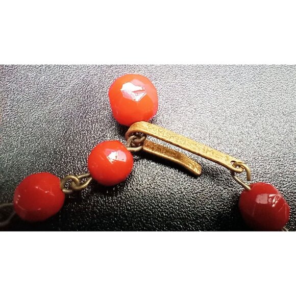 Red Lucite Necklace Faceted Beads Vintage West Germany Adjust 15.5 In  Jewelry - Picture 8 of 14